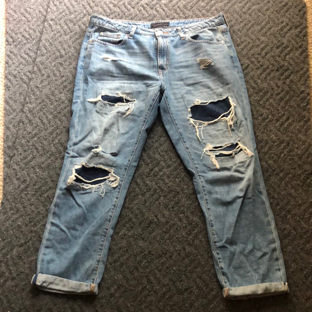 Aeropostale Women's Distressed Light Blue Boyfriend Jeans